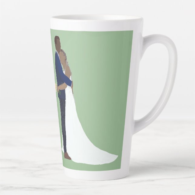 Caneca De Café Latte Bridal Couple, skin tones Variation 4 (Direita)