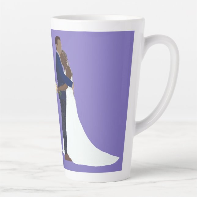 Caneca De Café Latte Bridal Couple, skin tones Variation 6 (Direita)