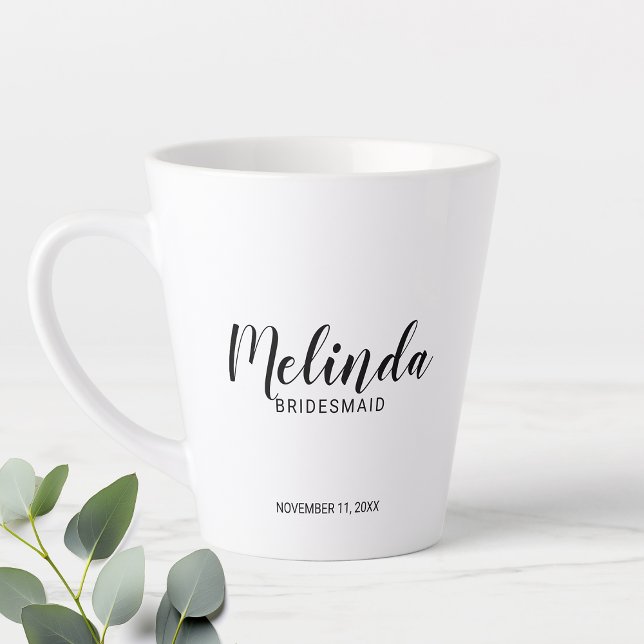 Caneca De Café Latte Bridesmaids Personalizados de Script Moderno - Cof (Criador carregado)