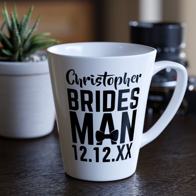 Caneca De Café Latte Bridesman Wedding Favor Latte Coffee Mug (Criador carregado)