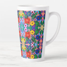 Caneca De Café Latte Bright Abstrato Flower Art