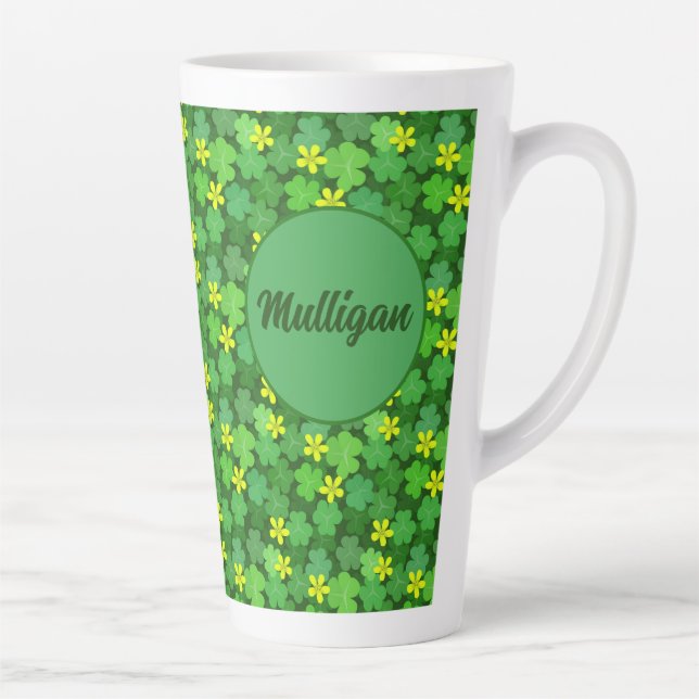 Caneca De Café Latte Bright Green Shamrock Coffee Mug (Direita)