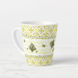 Caneca De Café Latte Bright Yellow Accordion Music Latte Mug