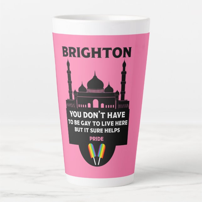 Caneca De Café Latte Brighton Orgulho gay (Frente)