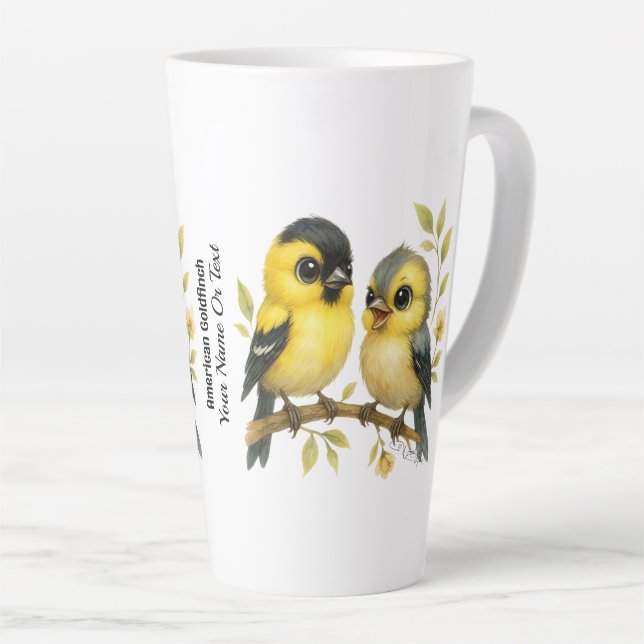 Caneca De Café Latte Brilhante American Goldfinch (Ângulo direito)