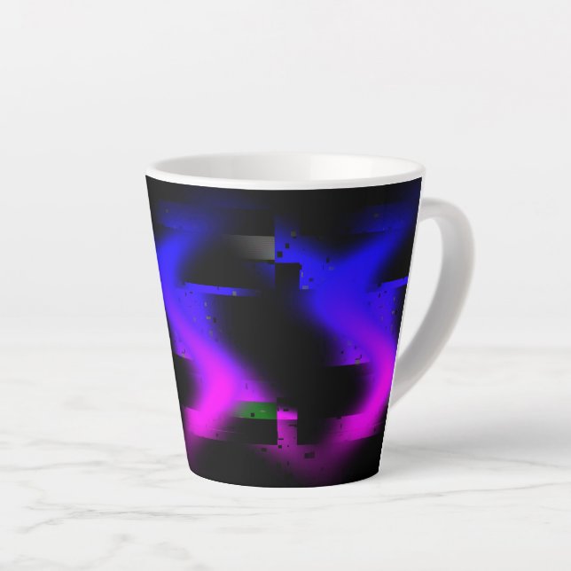 Caneca De Café Latte Brilho Plasma Preto (Ângulo direito)