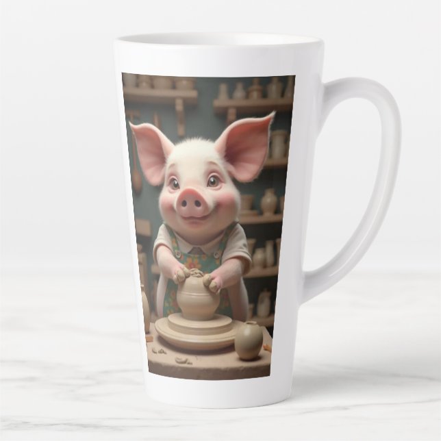 Caneca De Café Latte Brincadeira, artista de cerâmica latina (Direita)