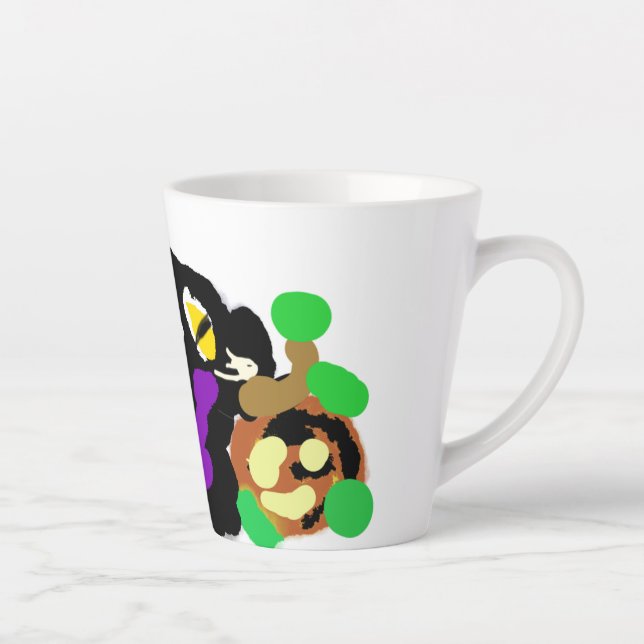 Caneca De Café Latte Brincadeira de Gato Negro (Direita)