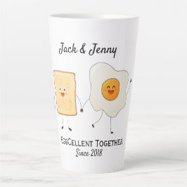 Caneca De Café Latte Brinde Feliz, Engraçado, Eggcelente Juntos