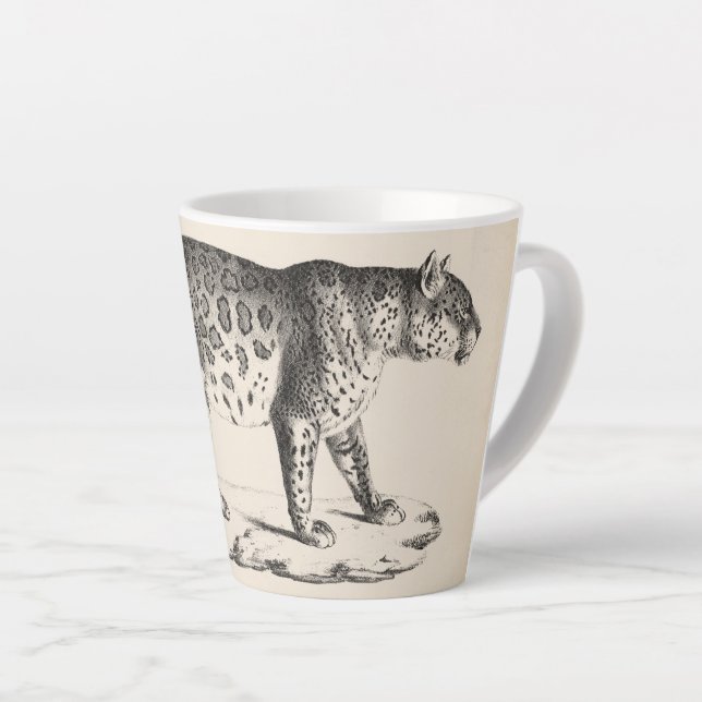 Caneca De Café Latte Brodtmann Leopard Sketch (Ângulo direito)