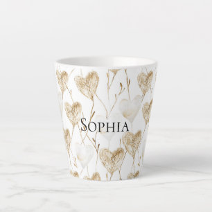 Caneca De Café Latte Brown Cream Boho Hearts