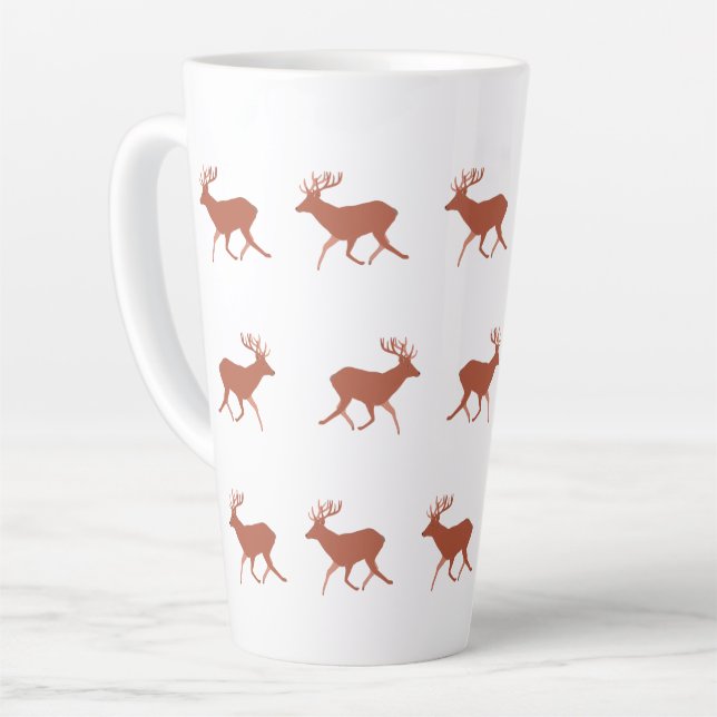 Caneca De Café Latte Brown Deer Walking - Padrão Festivo (Ângulo esquerdo)