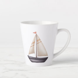 Caneca De Café Latte Brown Sailing Boat and Name