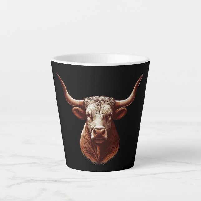 Caneca De Café Latte Brown Texas longhorn (Frente)