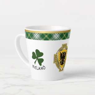 Caneca De Café Latte Browne Irish Shield & Tartan Personalizado