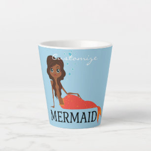 Caneca De Café Latte Brunette Mermaid Thunder_Cove Banida