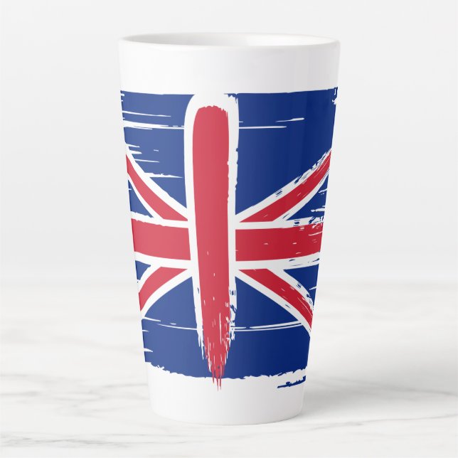 Caneca De Café Latte Brushaft UK Union Jack Flag (Frente)