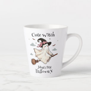Caneca De Café Latte bruxa-branca simples e elegante no primeiro dia da