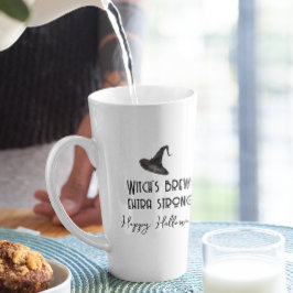Caneca De Café Latte Bruxa Breve Halloween Branco