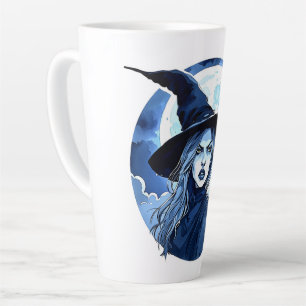 Caneca De Café Latte Bruxa com um Gato - Wicca Halloween 2