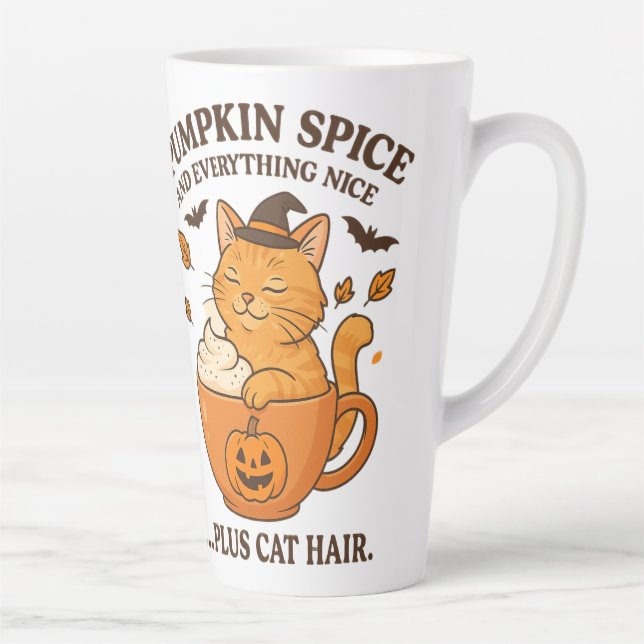 Caneca De Café Latte Bruxa Ginger Cat - Design de Halloween Bonito com  (Direita)