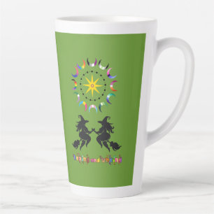 Caneca De Café Latte Bruxas Gordas e Luas Estranhas