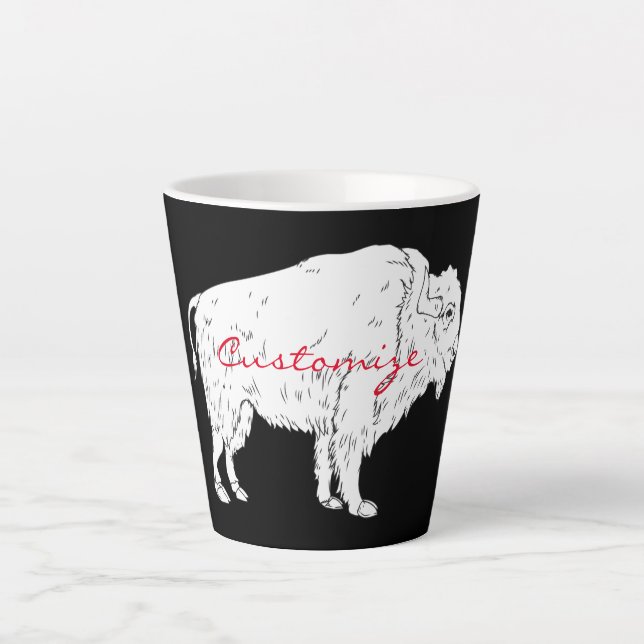 Caneca De Café Latte Búfalo Branco Thunder_Cove (Frente)