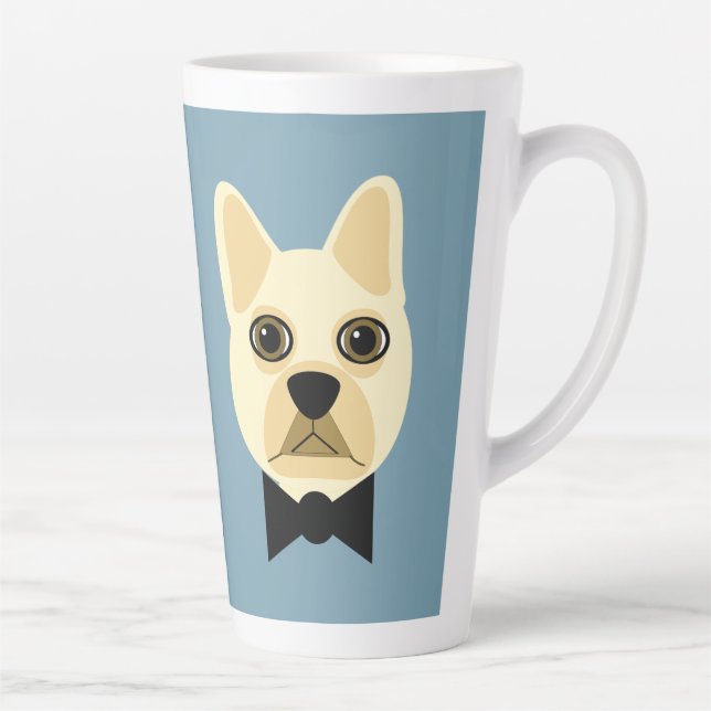 Caneca De Café Latte Buldogue francês com azul-bolha (Direita)