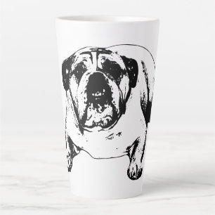 Caneca De Café Latte Bulldog tranquilo sob brilho da neve