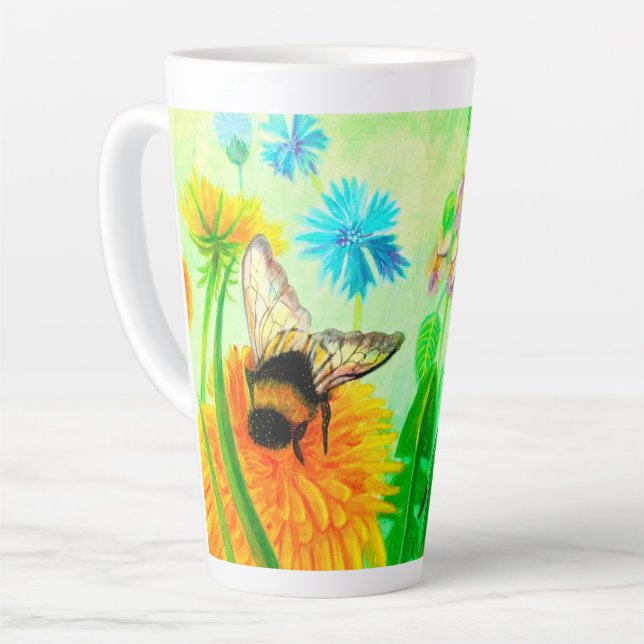 Caneca De Café Latte Bumblebee em dandelion (Ângulo esquerdo)