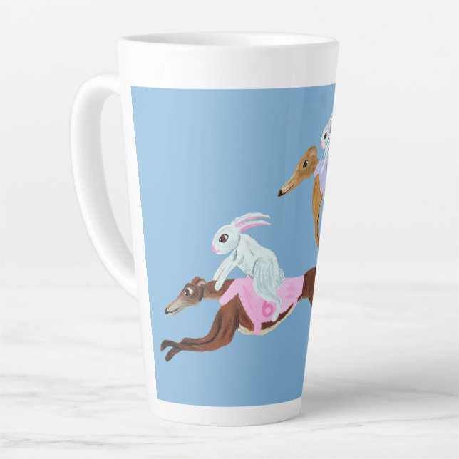 Caneca De Café Latte Bunnies riding Greyhounds Mug (Ângulo esquerdo)