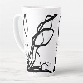 Caneca De Café Latte Buquê Blanc: Abstrato branco e preto