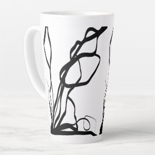 Caneca De Café Latte Buquê Blanc: Abstrato branco e preto