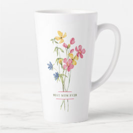 Caneca De Café Latte Buquê de flor selvagem - Melhor Mãe Nunca