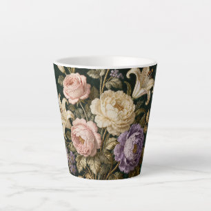 Caneca De Café Latte Buquê de Rosas Estilo Antigo Verde