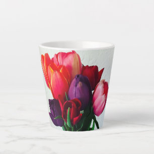 Caneca De Café Latte Buquê de Tulipas da Primavera