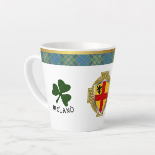 Caneca De Café Latte Burke Irish Shield & Tartan Personalizado