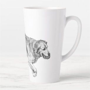Caneca De Café Latte Busca de outono com Pup de Bola Vermelha