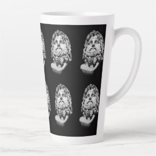 Caneca De Café Latte Busto de mármore greco-romano clássico preto e bra