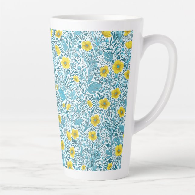 Caneca De Café Latte Buttercups, amarelo, azul e branco (Direita)