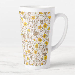 Caneca De Café Latte Buttercups, amarelo e marrom