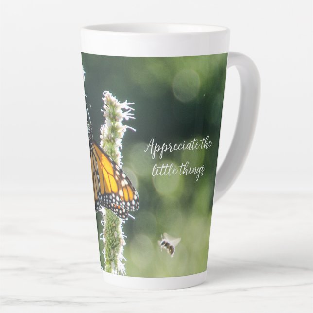 Caneca De Café Latte Butterfly & Bee Large Latte Mug (Ângulo direito)
