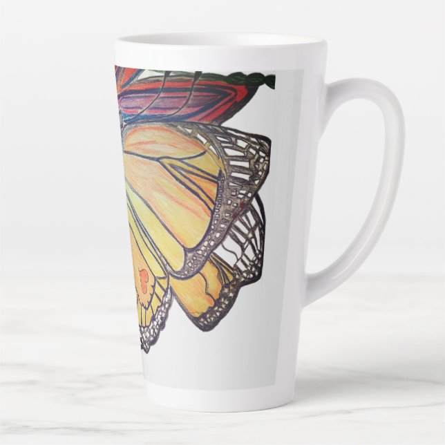 Caneca De Café Latte Butterfly landing on flower collection (Direita)