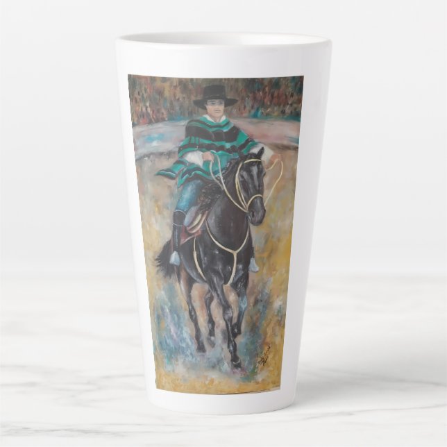 Caneca De Café Latte Caballo y Jinete (Frente)