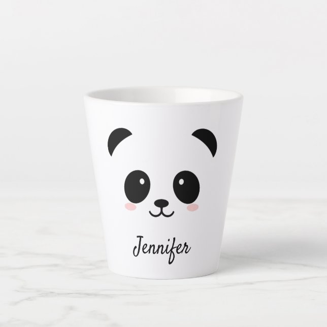 Caneca De Café Latte Cabeça de panda Kawaii personalizada (Frente)
