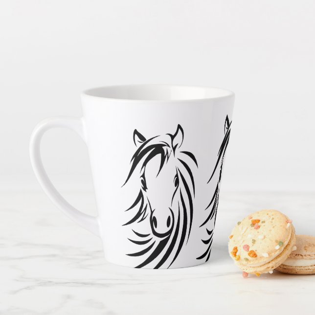 Caneca De Café Latte Cabeças de Cavalo Preto (In Situ)