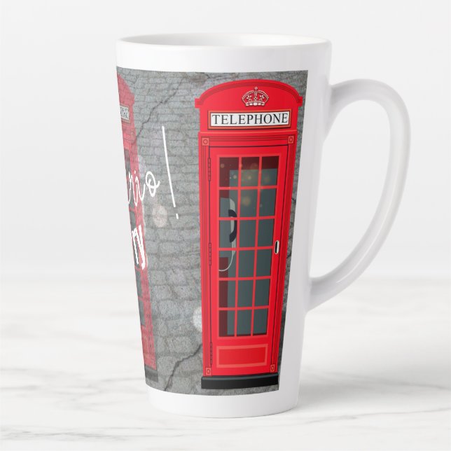Caneca De Café Latte Cabine Telefônica Vermelha de Londres (Direita)