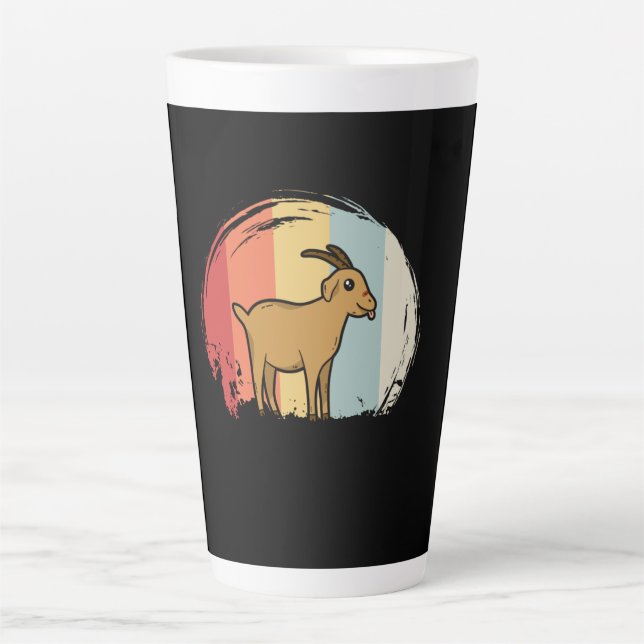 Caneca De Café Latte Cabra Fofo Retro (Frente)