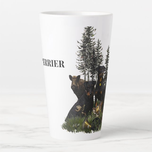 Caneca De Café Latte Caça alemã Terrier (Jagdterrier) (Frente)