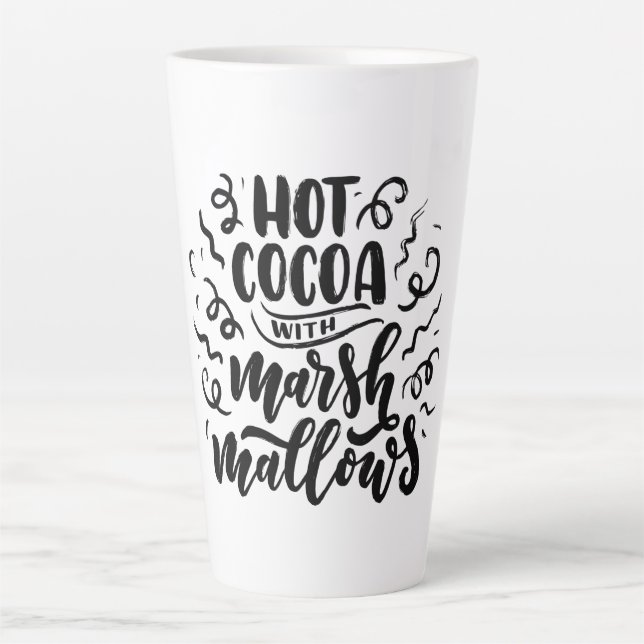Caneca De Café Latte Cacau quente e marshmallows (Frente)